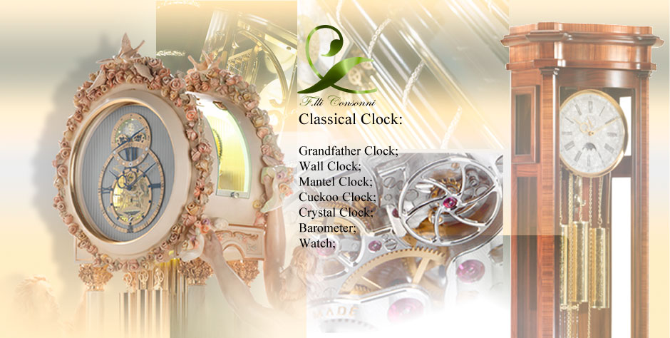Grandfather Clock Collection, Floor clock, stand clock, wall clock, vienna clock, regulator clock, mantel clock, table clock, crystal clock, barometer, weather station, Watch